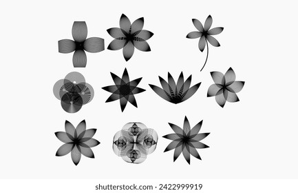 Set Of Flower Icons In Black On A White Background. Vector Illustration, Icon set of flower. Editable vector pictogra Premium pack of icons in trendy line style.ms isolated on a white background, 