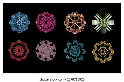 Set of flower icons can be used for stickers, labels, gift wrapping and more. 