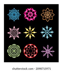 Set of flower icons can be used for stickers, labels, gift wrapping and more. 