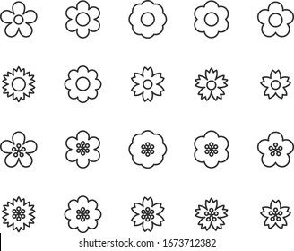 set of flower icons, floral, spring