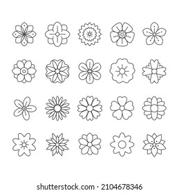 A set of flower icons isolated on a white background