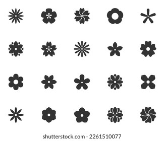 set of flower icons, nature, blossom, spring