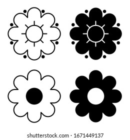 Conjunto de iconos florales ilustraciones simples aisladas en fondo blanco EPS Vecto