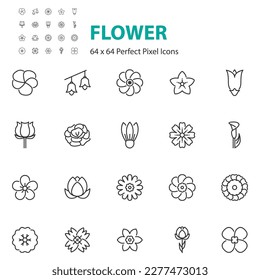 set of flower icons, spring, natural, floral