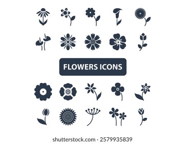 set of flower icons, spring  flower season