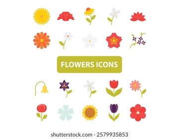 set of flower icons, spring  flower season