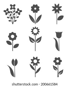 Set Of Flower Icons. Vector Illustration