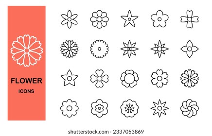 Set of flower icons, vector illustration