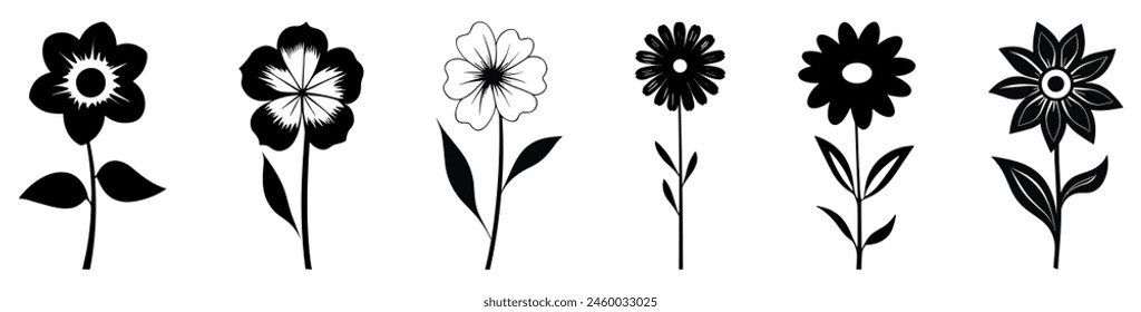 Set of flower icons. Vector illustration
