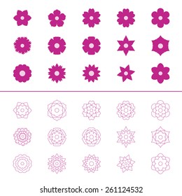 Set of flower icons, vector illustration