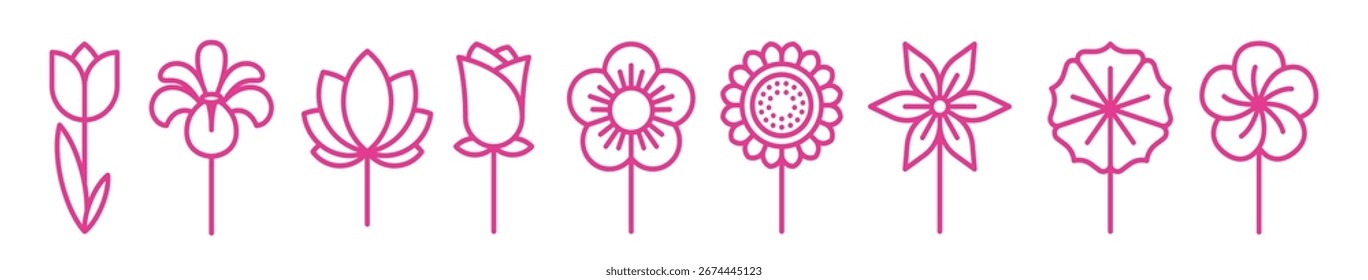 Conjunto de iconos de flores Ilustración vectorial