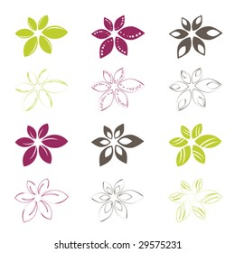 conjunto de iconos de flores, ilustración vectorial