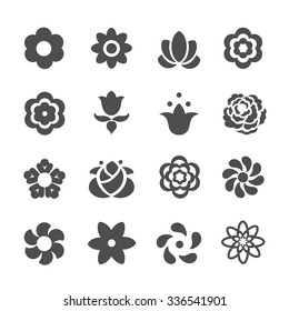 Set of flower icons.  Vector illustration