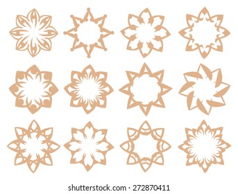 Set of flower inspired patterns vector design elements isolated on white background.