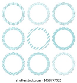 Set Flower Label With Pattern White And Blue