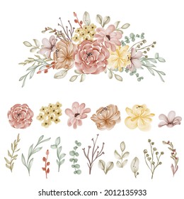 Set von Blumen und Blättern, einzelne Clipkunst