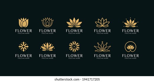 Set of flower leaf beauty logo design vector template. Logo can be used for icon, brand, identity, spa, decoration, and business company
