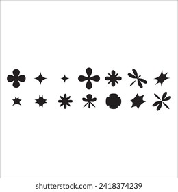 Set of flower and leaves silhouettes. Hand drawn floral design elements, icons, shapes. Wild and garden flowers, leaves black and white outline illustrations isolated on white background size eps 10.