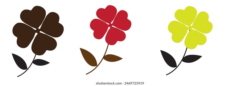 Set of flower and leaves silhouettes. Hand drawn floral design elements, icons, shapes. Wild and garden flowers, leaves black and white outline illustrations isolated on white background