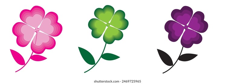 Conjunto de siluetas de flores y hojas. Elementos de diseño florales dibujados a mano, iconos, Formas. Flores silvestres y del jardín, ilustraciones del contorno de las hojas en blanco y negro aisladas sobre fondo blanco