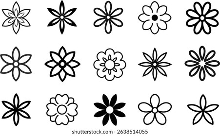 set of flower line and Abstract icons. Flower floral simple vector icon set.	
