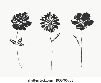 Set flower line art. abstract modern or minimal. perfect for home decor such as posters. vector illustrations design.