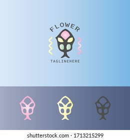 Set of flower logo design template, with simple elegant style.