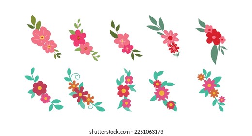 set of flower logo vector template full color
