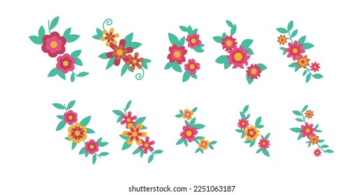 set of flower logo vector template full color