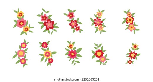 set of flower logo vector template full color