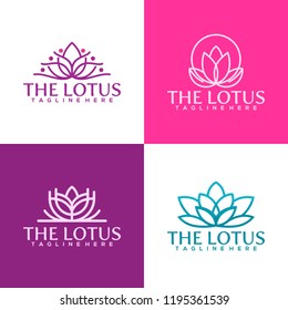 Set Flower Lotus Logo abstract