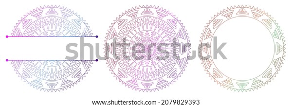 Set of flower mandalas. Split\
pattern in form of mandala for Henna Mehndi or tattoo decoration.\
Decorative ornament in ethnic oriental style, vector\
illustration.