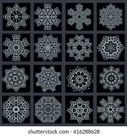 Set flower Mandalas. Vintage, ethnic element. Oriental pattern, vector illustration for wedding invitations, greeting cards. Islam, Arabic, indian, turkish pakistan chinese  motifs