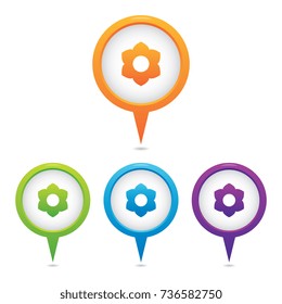 Set of Flower Marker Icons