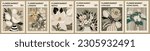 Set of Flower market prints. Abstract floral posters, trendy botanical wall arts in neutral colors. Scandinavian, japandi style modern home minimalist decorations, paintings