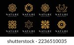 set of flower nature logo design vector