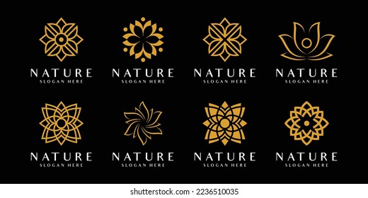conjunto de diseño del logo de la naturaleza floral vector