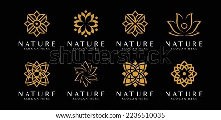 set of flower nature logo design vector