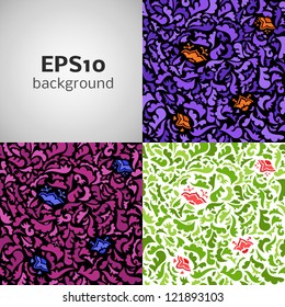Set of Flower ornamental pattern background. Vector illustrations for your fashion design.