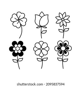 Set flower outline icon vector illustration. collection, logo, eps 10. line art.