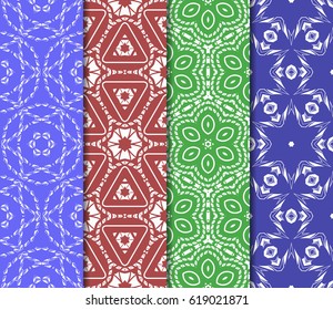 set of flower pattern. Seamless. Beautiful geometric ornament. vector illustration. for invitation, background, wallpaper