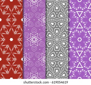 set of flower pattern. Seamless. Beautiful geometric ornament. vector illustration. for invitation, background, wallpaper