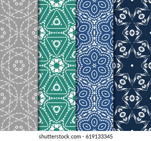 set of flower pattern. Seamless. Beautiful geometric ornament. vector illustration. for invitation, background, wallpaper