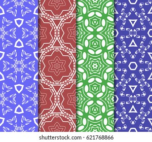 set of flower pattern. Seamless. Beautiful geometric ornament. vector illustration. for invitation, background, wallpaper