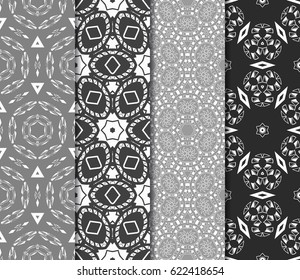 set of flower pattern. Seamless. Beautiful geometric ornament. vector illustration. for invitation, background, wallpaper