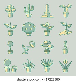 set of flower and plant icons