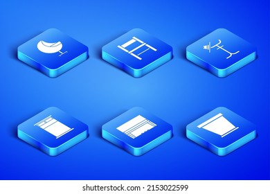 Set Flower pot, Armchair, Grand piano, Big bed, Chair and Coat stand icon. Vector