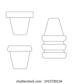 A set of flower pots. Garden pots. Simple linear illustration, perfect for creating your own minimalist gardening design 