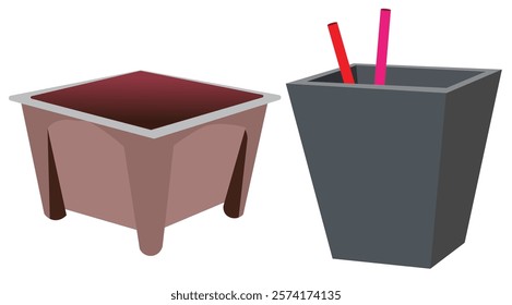 Set of flower pots isolated on white background