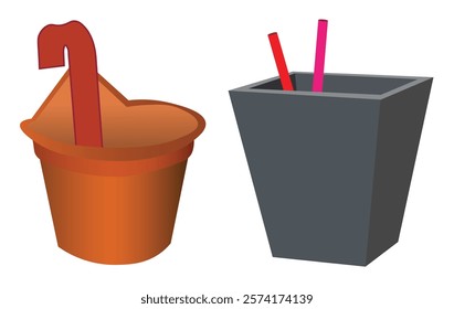 Set of flower pots isolated on white background